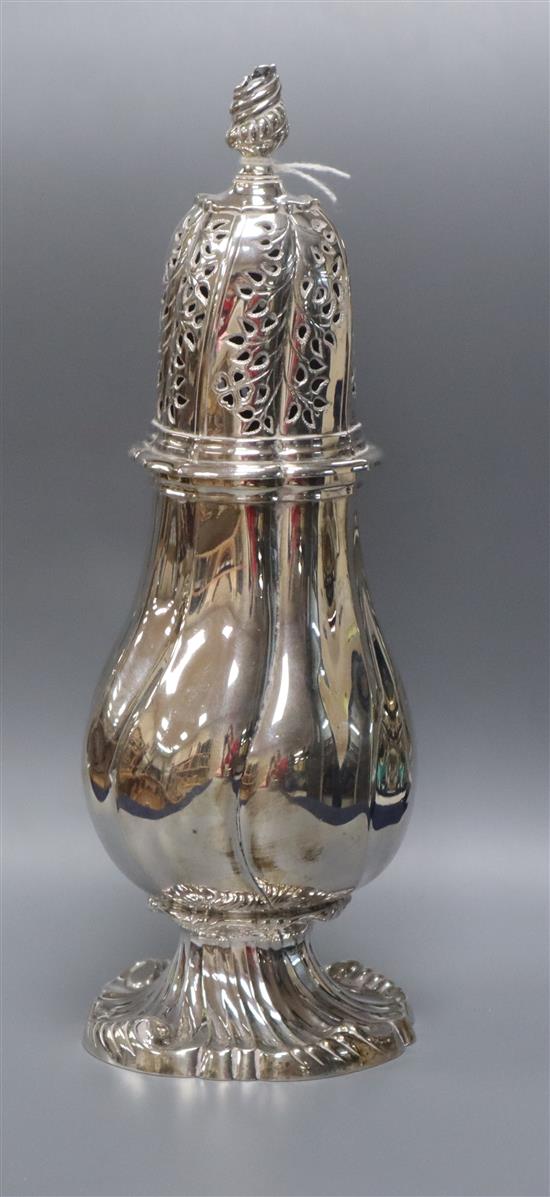 A 19th century Dutch 934 standard white metal sugar caster, retailed by TH. Saakes, 23.8cm.